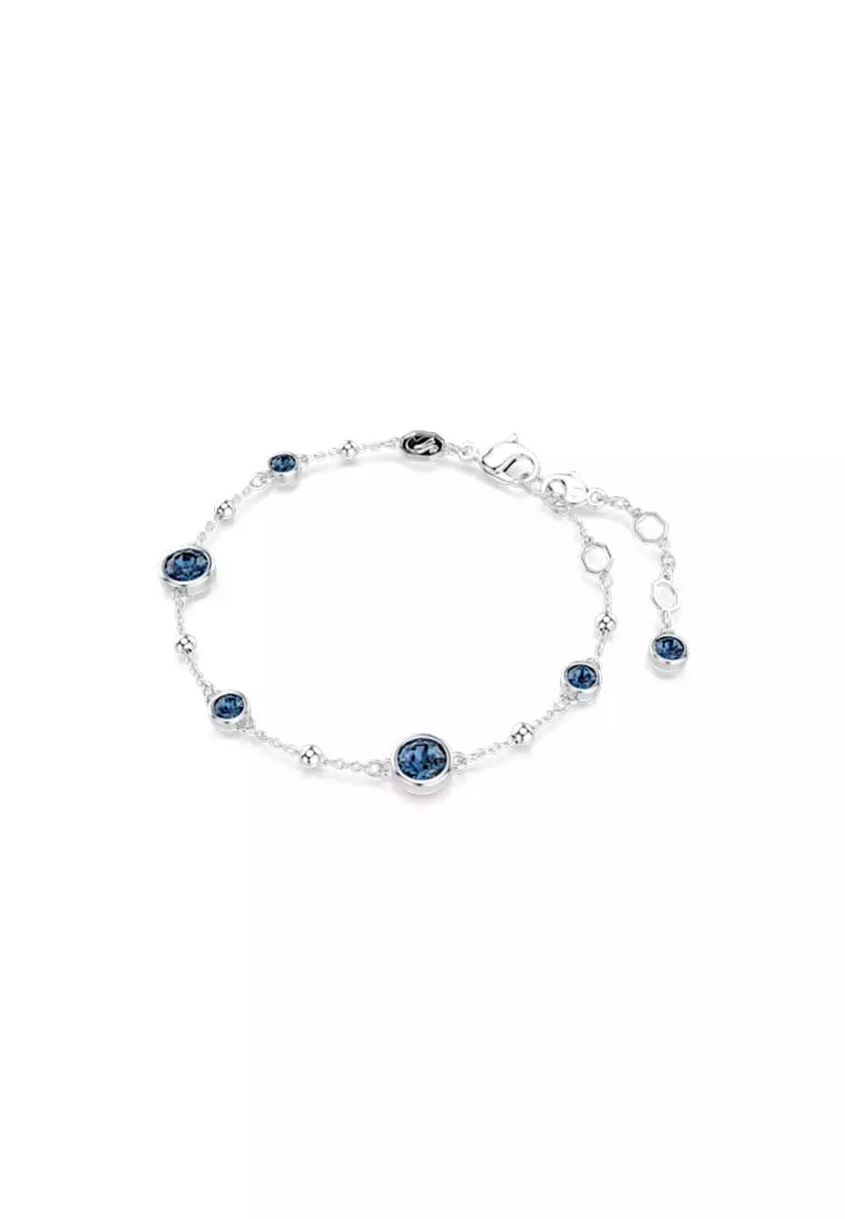 Imber Bracelet, Round Cut, Blue, Rhodium Plated