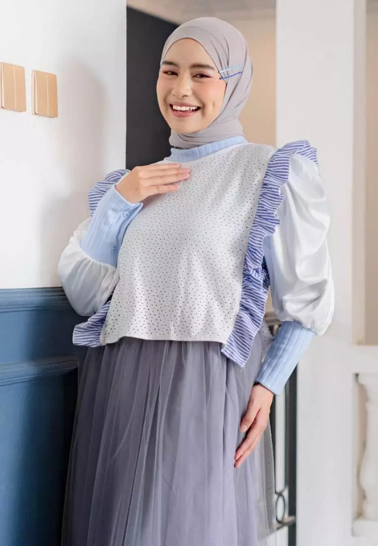 Vivy Vintage Vest - White-Stripe Blue M18583 R42S4