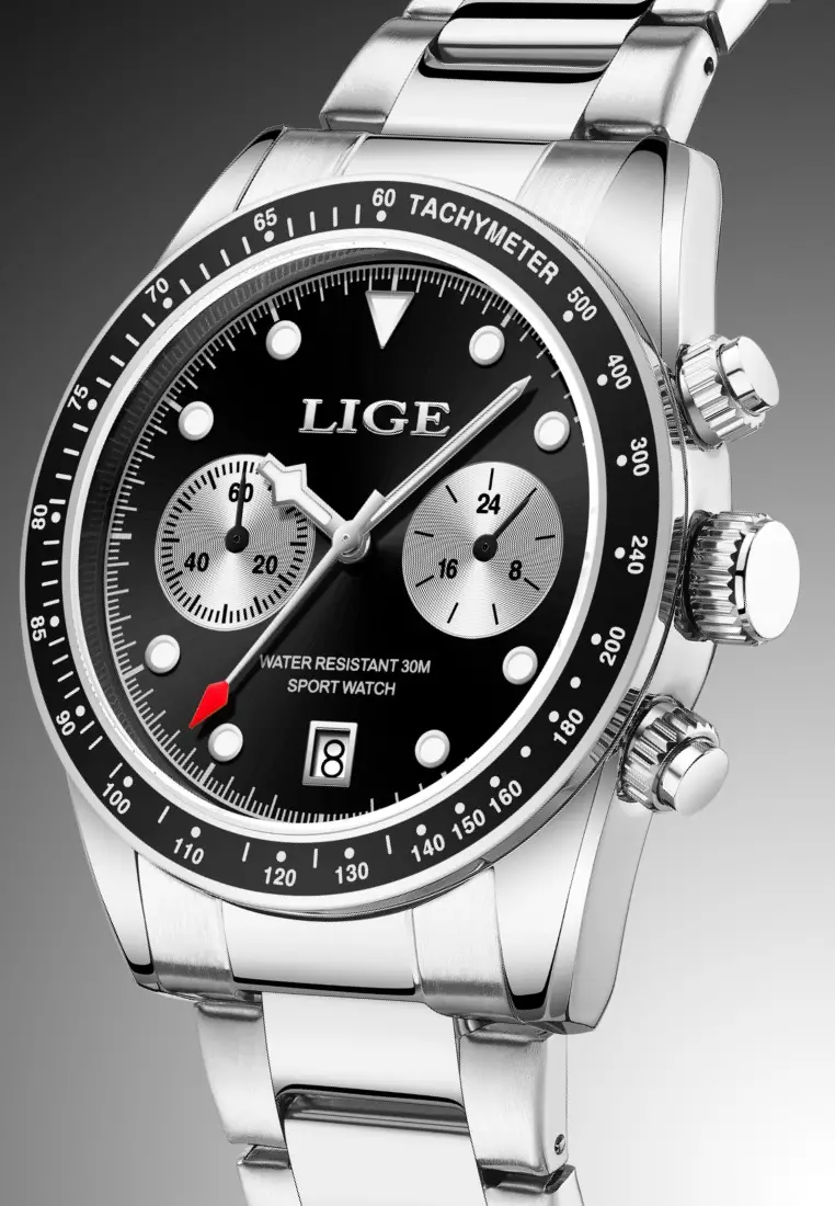 Chronograph Unisex Stainless Steel Quartz Watch, 40mm, Stainless Steel Bracelet