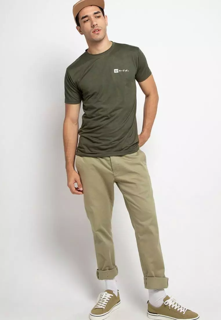 MTE58 qlogo katakana ga T-shirt Olive