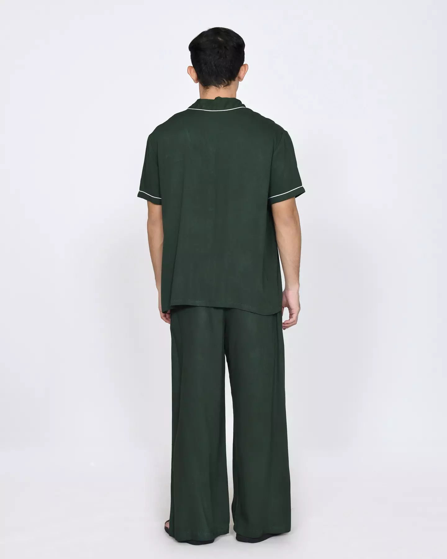 Setelan Baju Tidur Pendek Piyama Pria Plain [HIJAU] One Set Sleepwear Pajamas Material Katun ORIGINAL