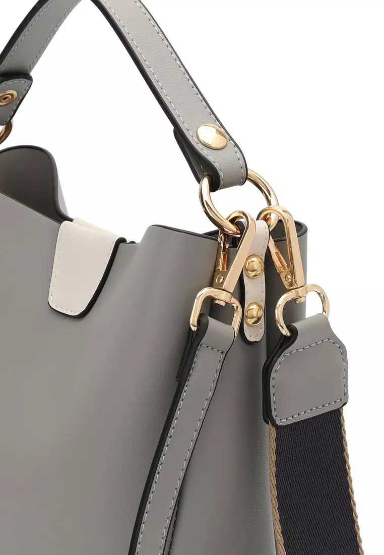 2-In-1 Top Handle Bag Sling Bag & Sling Bag (2-in-1 Tas Tangan & Tas Selempang Wanita) - Abu-Abu