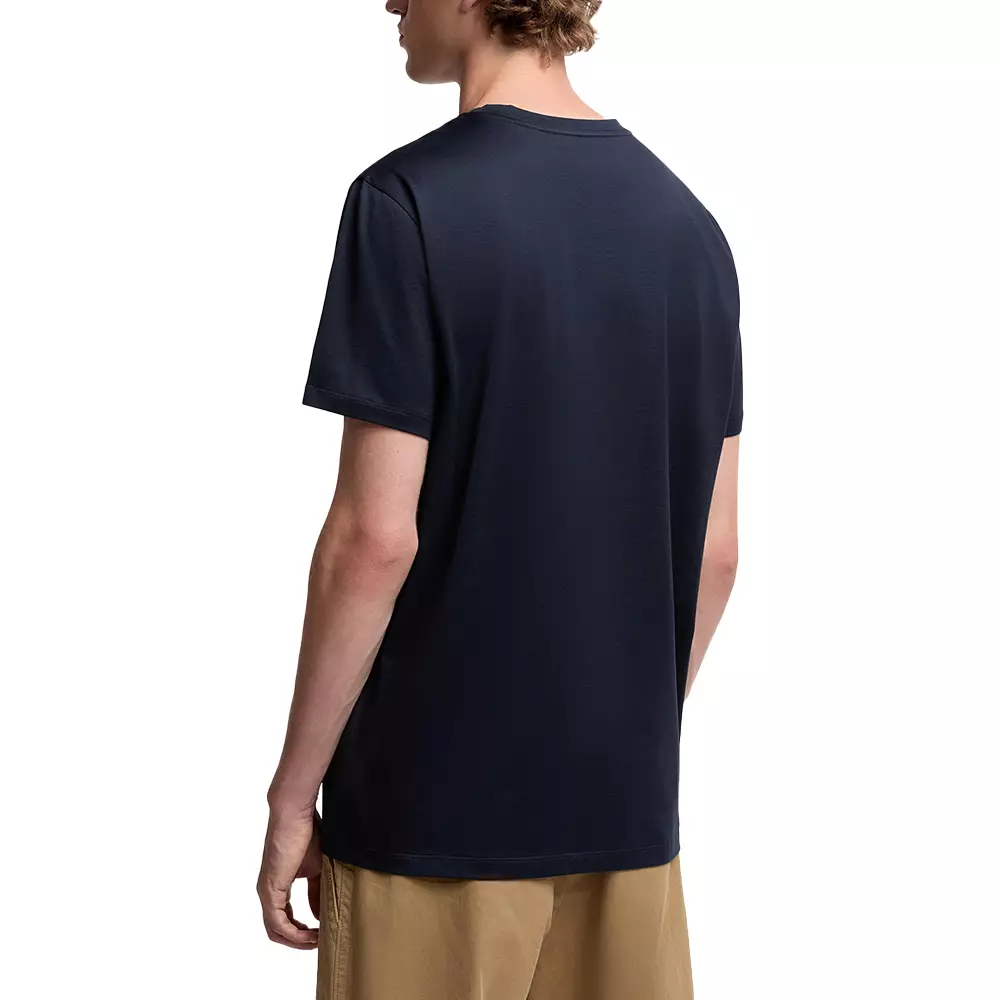 Double Logo Patch Cotton T-Shirt Navy