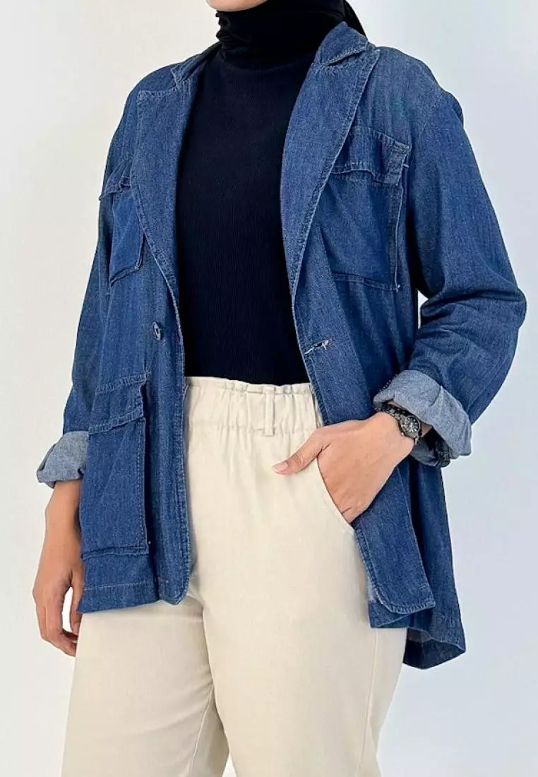 Kinara Blazer Denim - Dark Blue