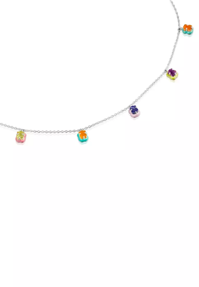 Buy TOUS TOUS Vibrant Colors Silver Bear Charm Necklace with