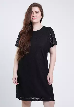 self portrait off shoulder lace dress Self Portrait Black Off Shoulder Lace Pleated Mini Dress - BOPF main image 0