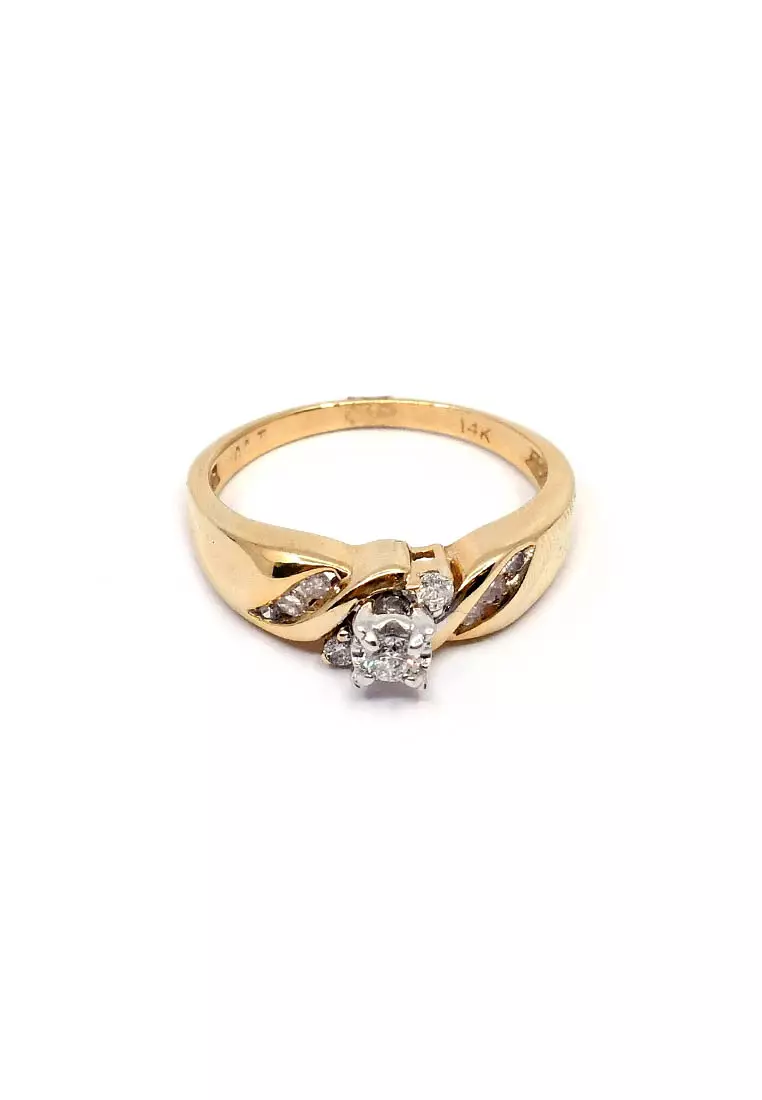 14K Italian Made Bicolor Gold Lady Ring with Diamonds