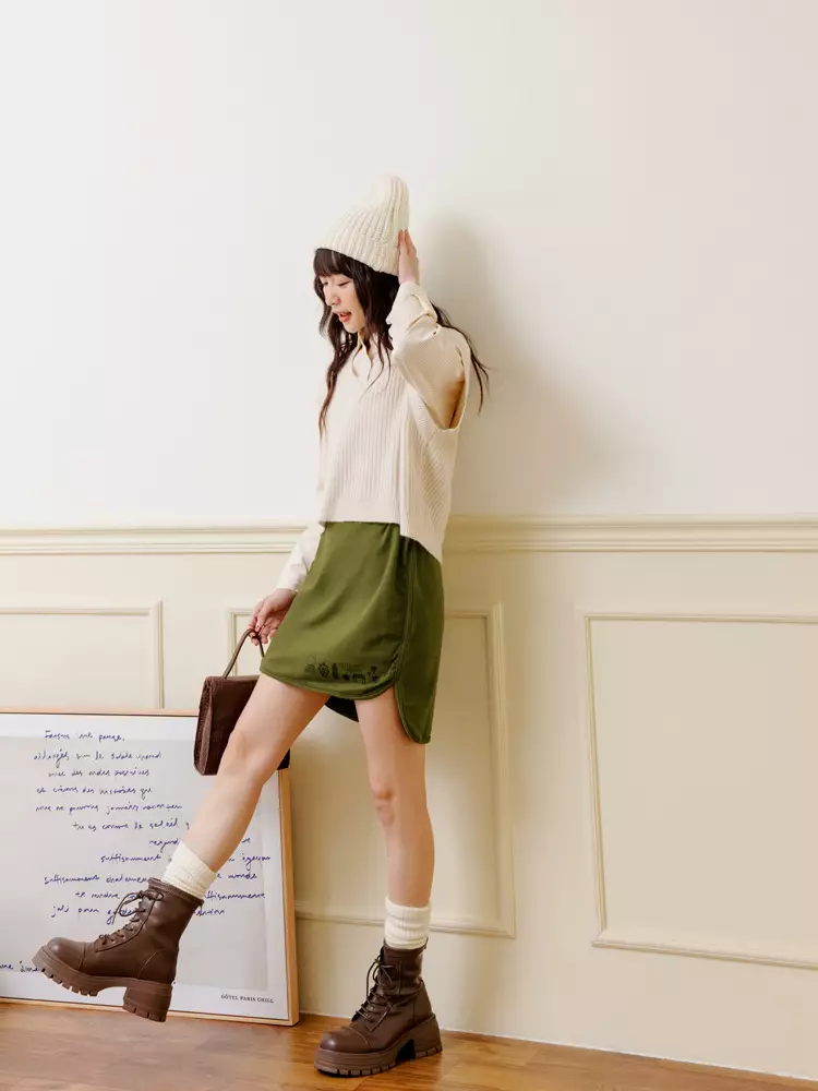 Buy OBSTYLE KITTY UV-Resistant Side Slit High-Low Skirt [KB1434