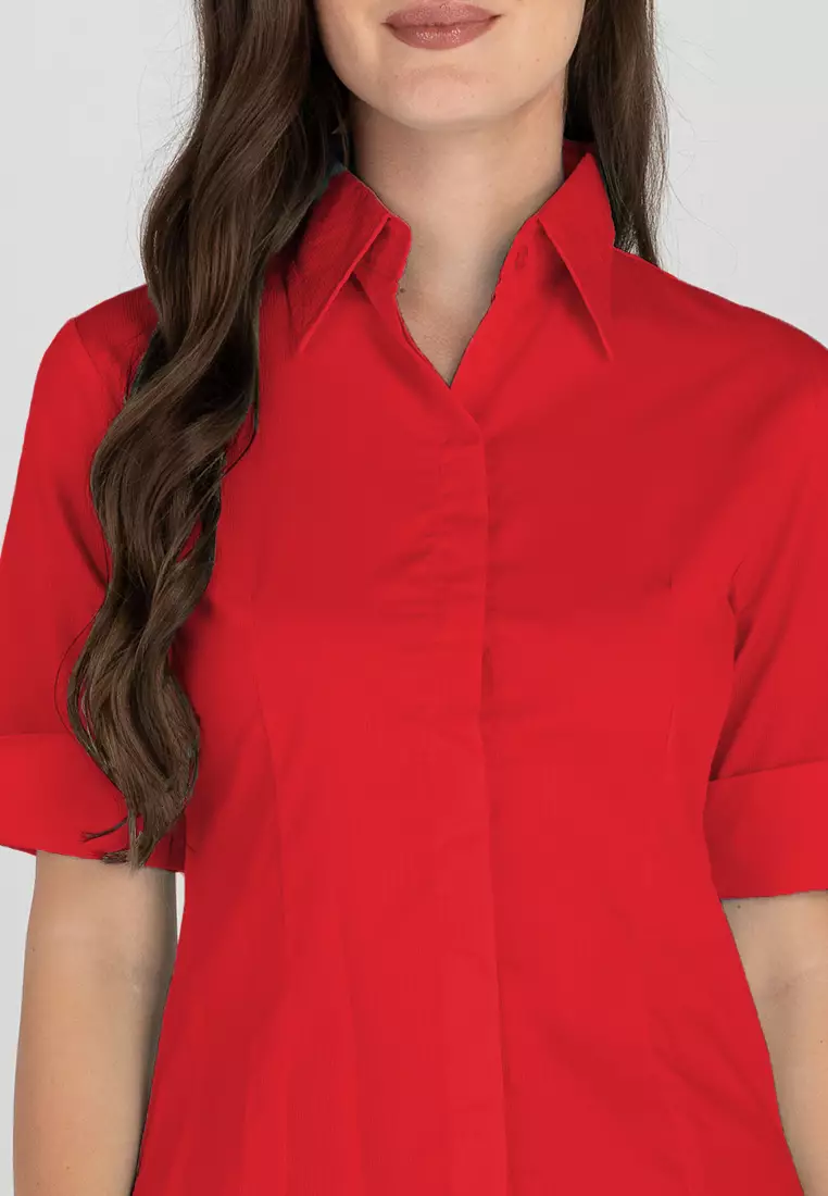 Diana 3/4 Sleeve Plain Button Down Office Blouse
