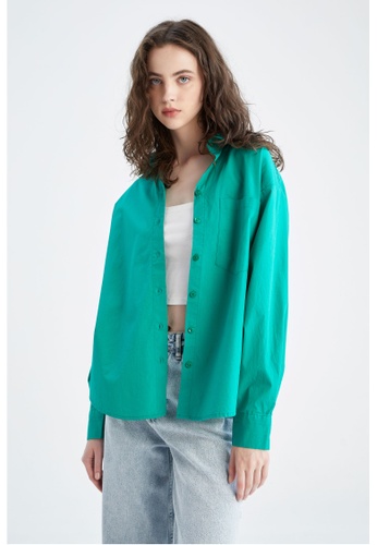 DeFacto green Cotton Oversize Fit Long Sleeve Shirt CED2EAA821A1B6GS_1