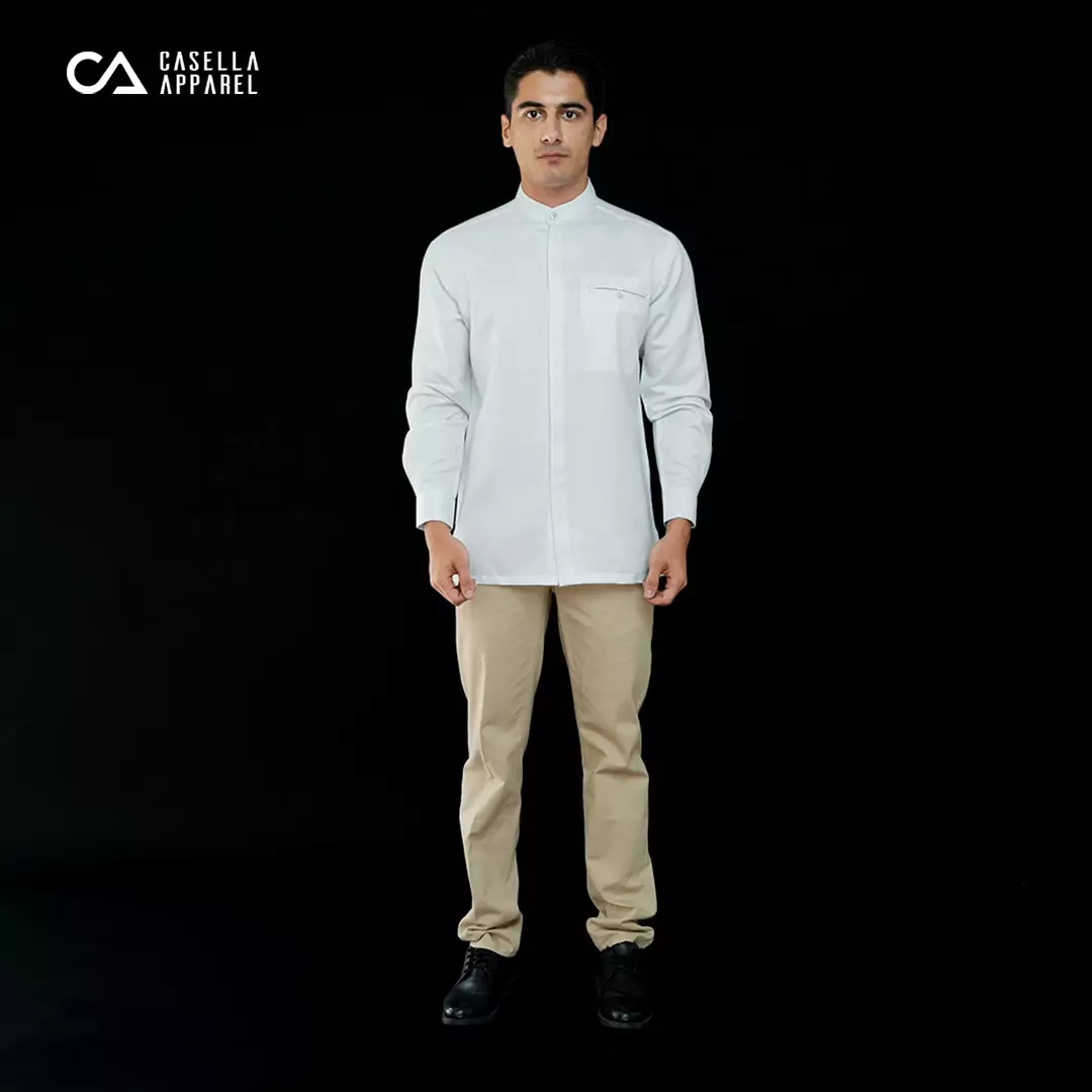 Casella Baju Koko Pria Lengan Panjang Zayd Edition 9977 White