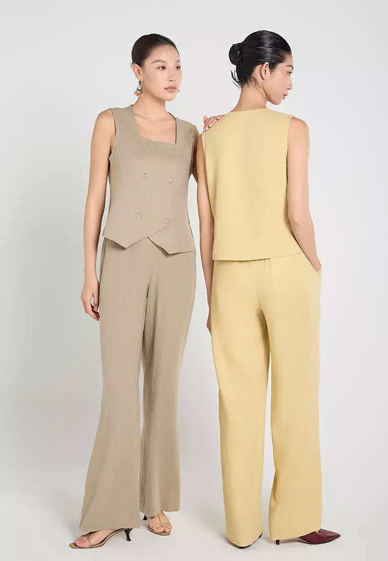 Square-Neck Linen Top
