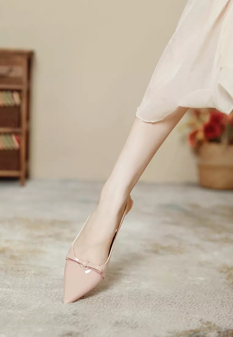 6.5CM Pointed Bow Slingback Heel TE7246-2