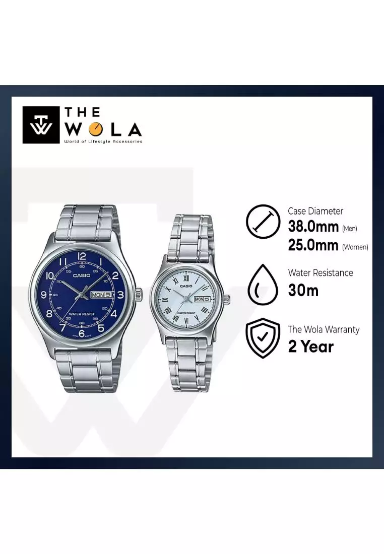 Couple Analog Watch MTP/LTP-V006D-2B Silver Stainless Steel Strap