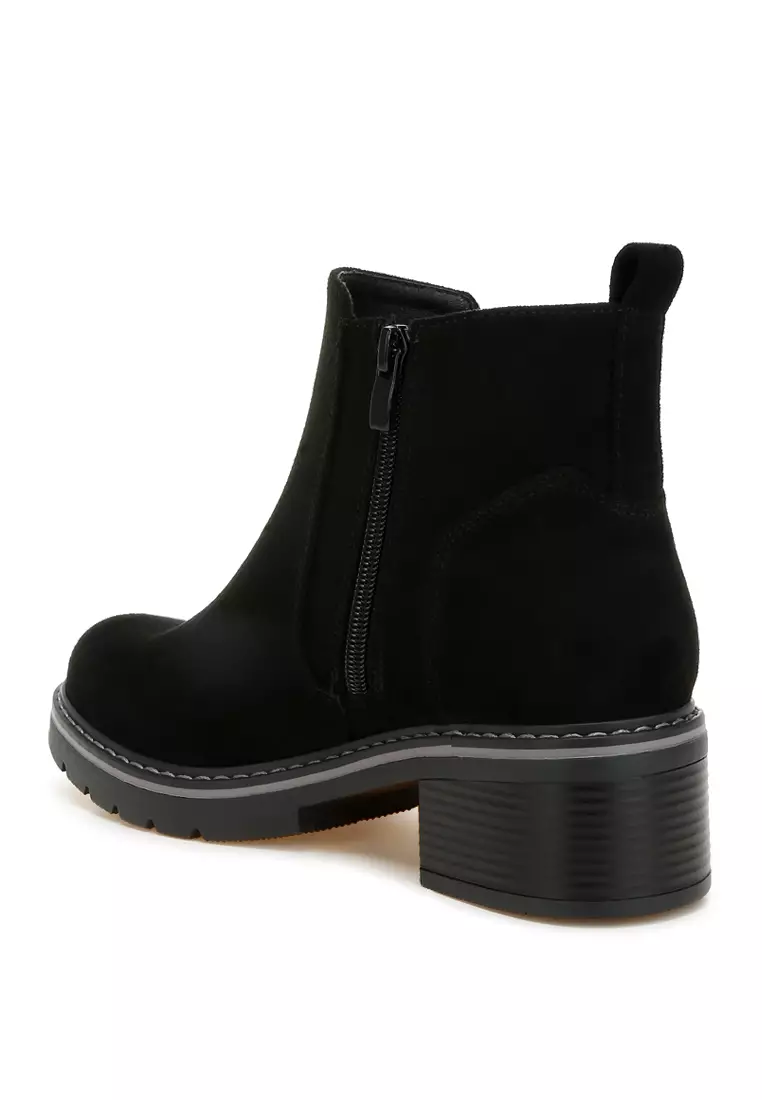 Sepatu Bot Ritsleting Microfiber Warna Hitam