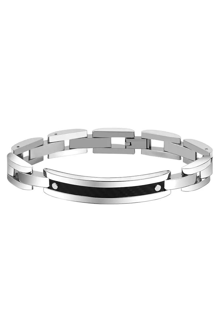 Mens black sale steel bracelet