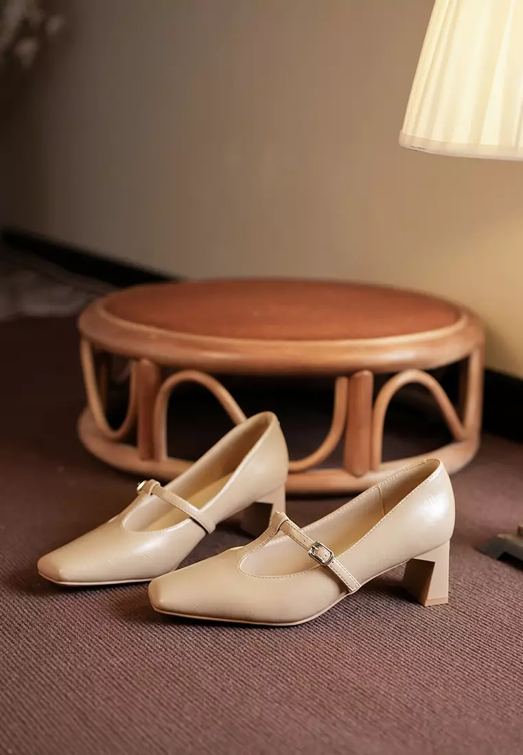 5CM T-Strap Square Toe Pumps BY2355-43