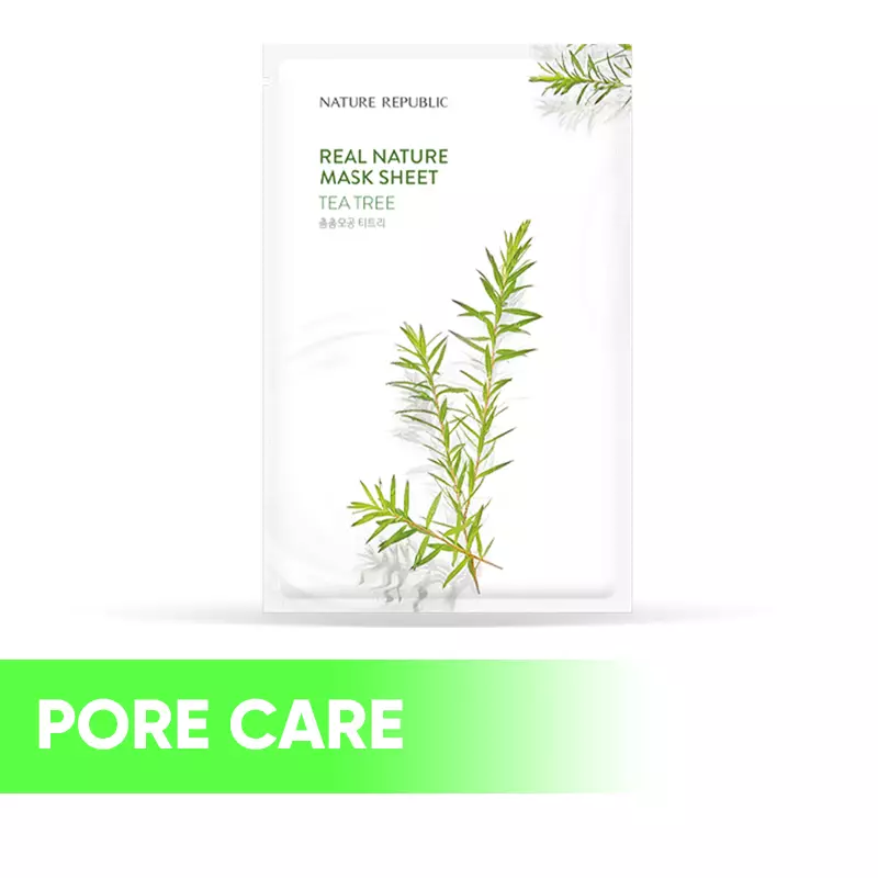 TEA TREE | NATURE REPUBLIC Real Nature Mask Sheet | Aloe Vera Mask, Soothing, Moisturizing, Brightening, Anti-Aging, Hydrating, Pore Care, Oil Control Sheet Mask