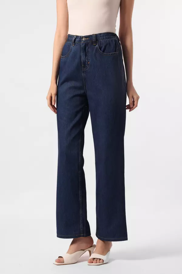 Minimal x Devina Putri - MN323 - Jeans Lebar Lurus - Dark Blue Warna Blue_Dark