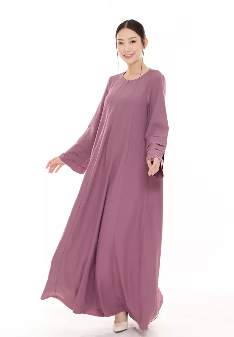 Laura Abaya Long Dress in Dusty Pink