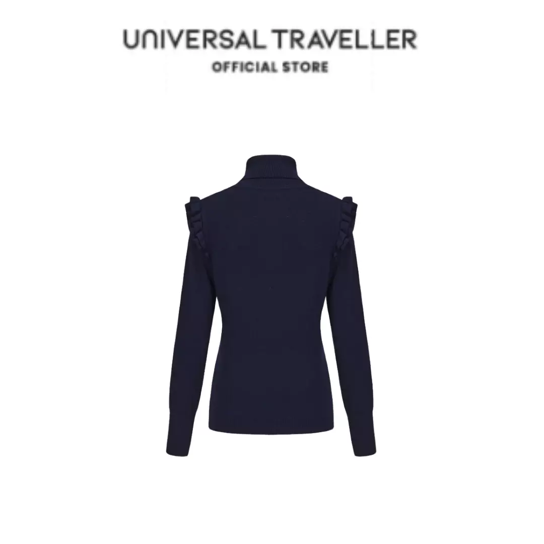 Universal Traveller TURTLE NECK RUFFLED SHOULDER KNITTED SWEATER KSW24133