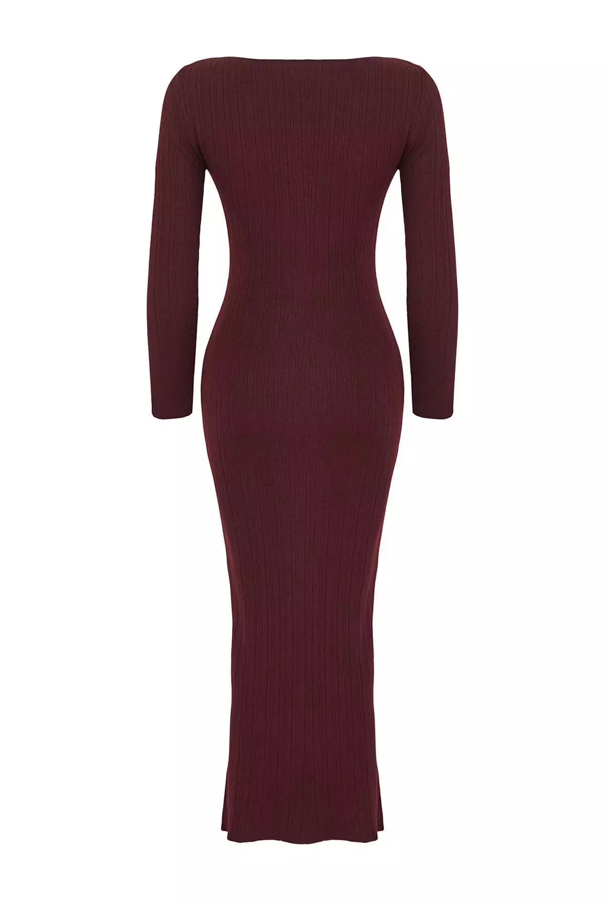 Burgundy Mercerized Look Maxi Knitwear Premium Yarn/Special Yarn Dress