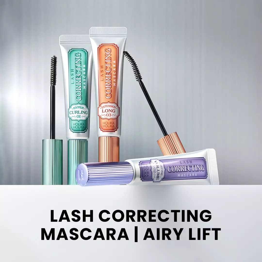 Holika Holika Lash Correcting Mascara | Airy Lift: Lightweight, Waterproof, Smudgeproof, Strong Curling Mascara 03 Long Extension