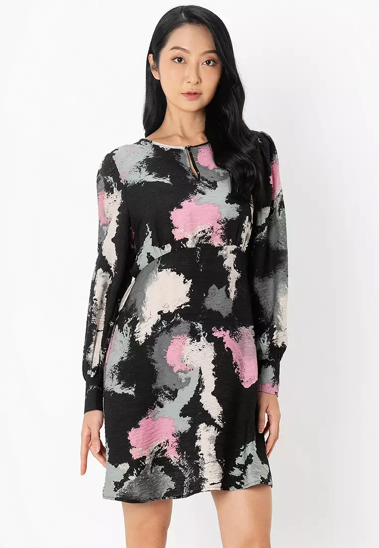 Buy JACQUELINE DE YONG Odette Long Sleeve Keyhole Dress 2026 Online | ZALORA
