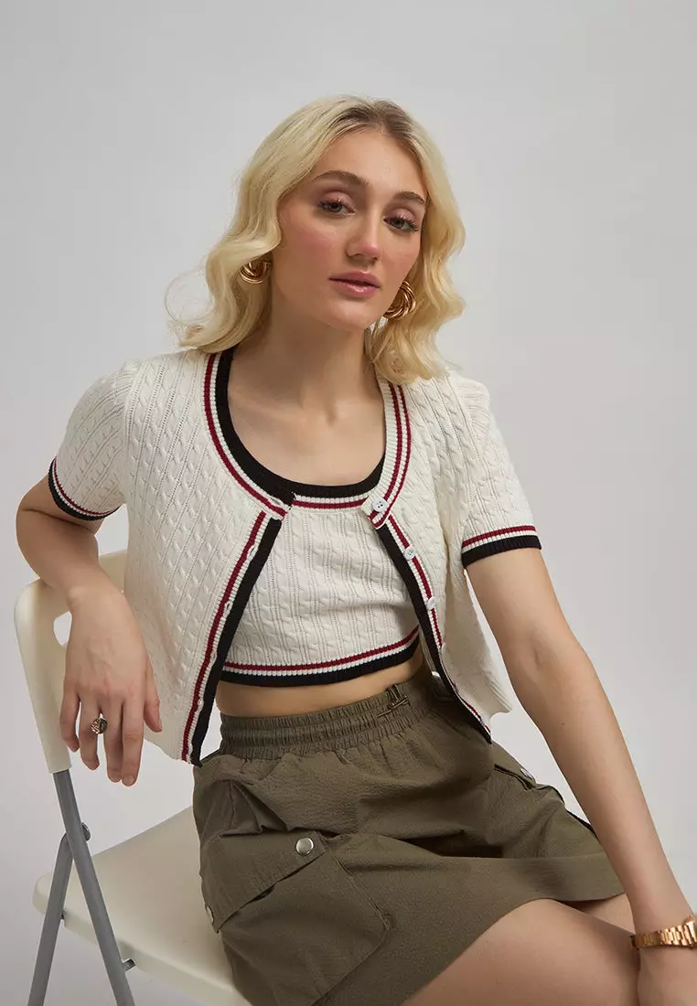 VIRGIO Cotton Fitted Scoop Neck Crop Top