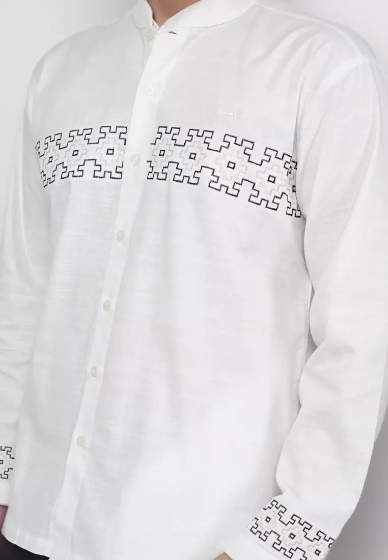 Crocodile KOKO Katun | Lengan Panjang Men Shirt Kemeja Corak kontemporer | Relax Fit 1102