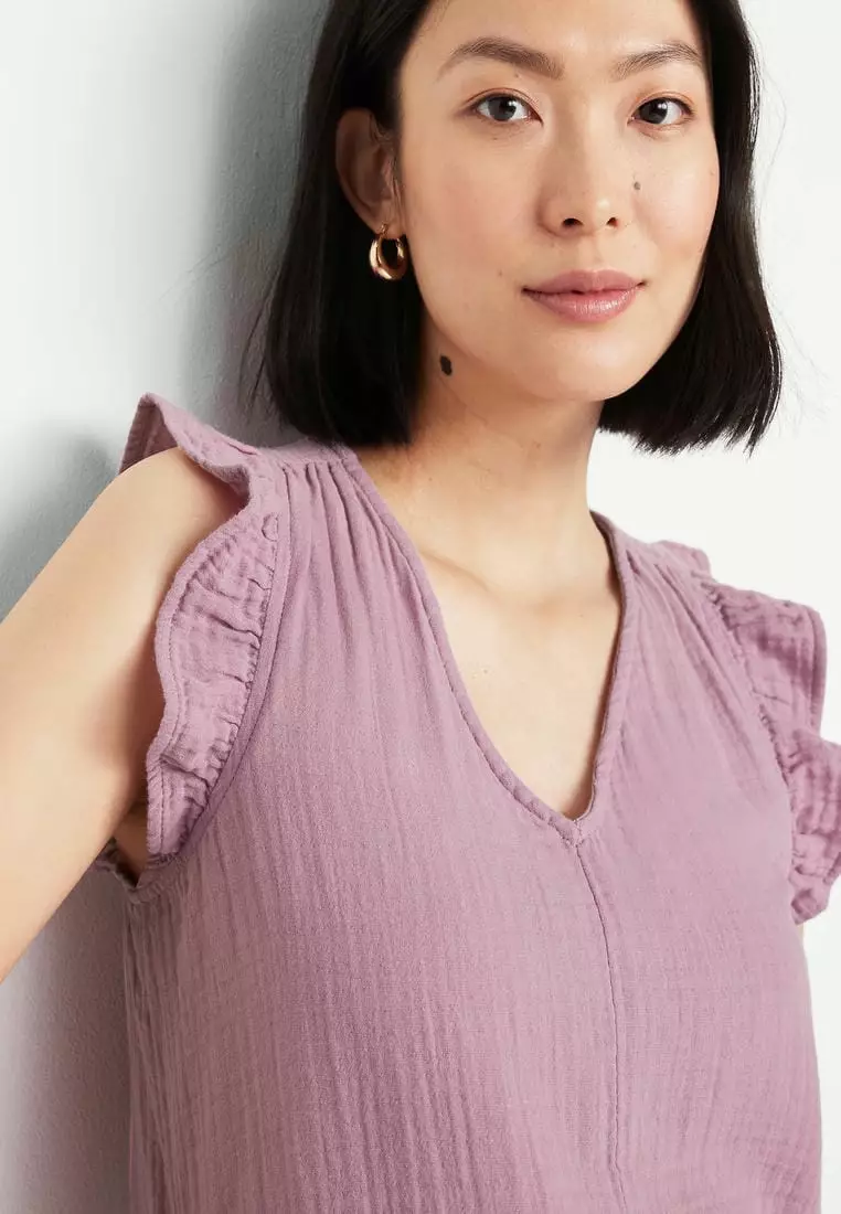 Sleeveless Crinkle Gauze Top