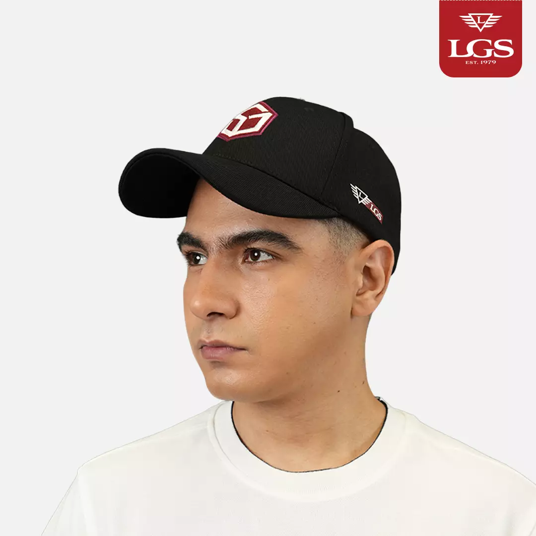 LGS - Topi Casual Pria - Bordir Motif Kubus Merah - Hitam - Cap Baseball - CCA.443.359.333.C
