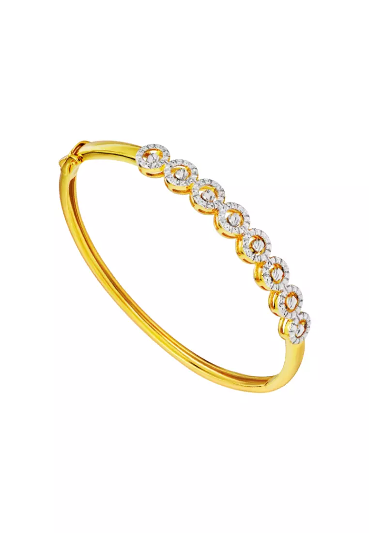 Gold diamond cut discount bracelet
