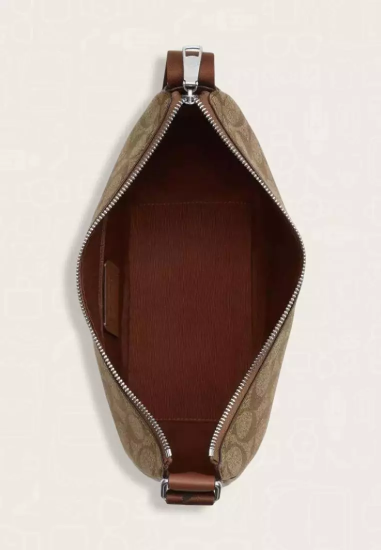 Coach Pace Shoulder Bag In Signature Canvas Khaki Saddle