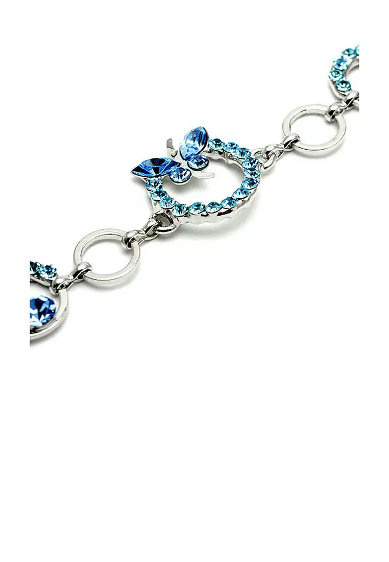 Sky Blue Butterfly Bracelet with Austrian Element Crystals