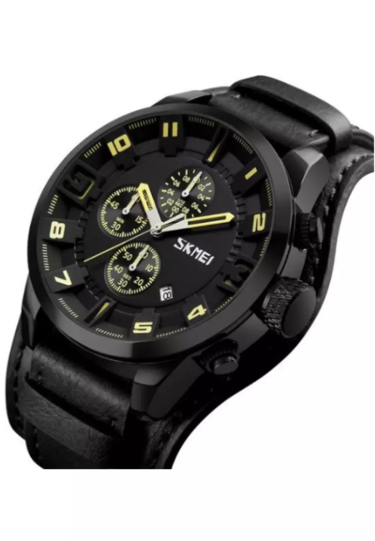 Jam Tangan Analog Pria Waterproof Strap Tali Material PU Leather ID99 ORIGINAL