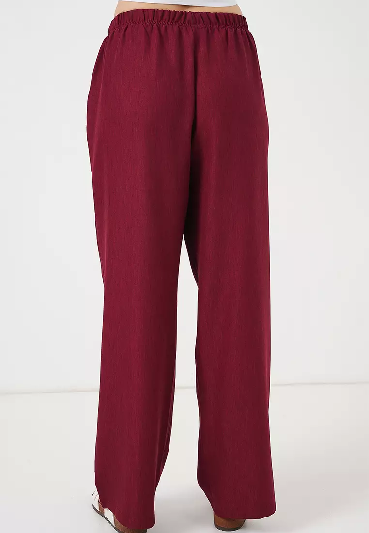 Wide Leg Linen-Look Trousers