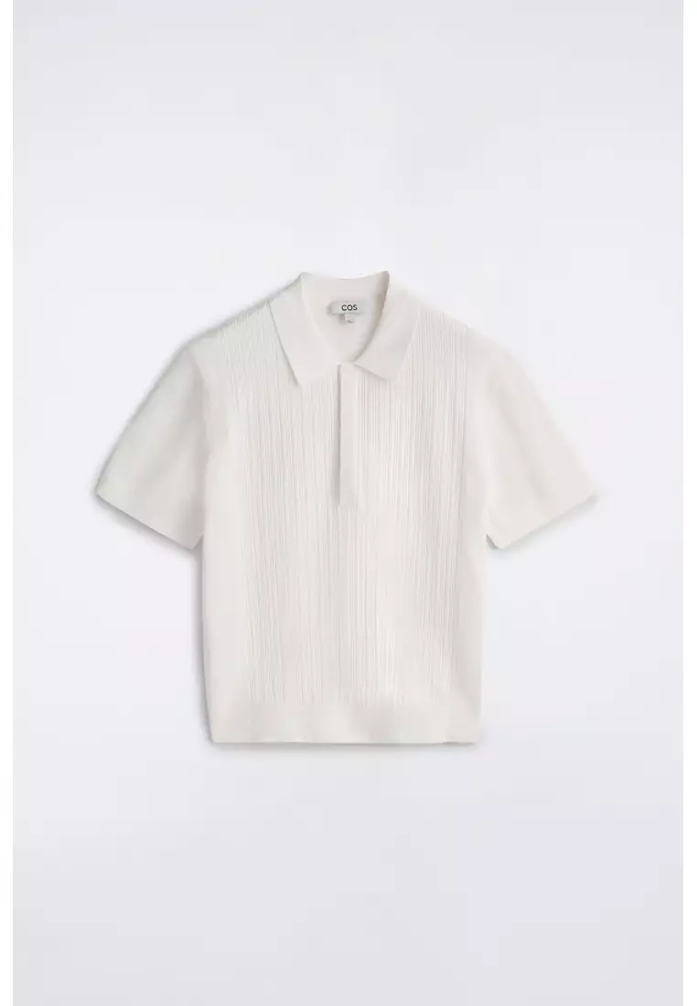 TEXTURED-PANEL COTTON POLO SHIRT