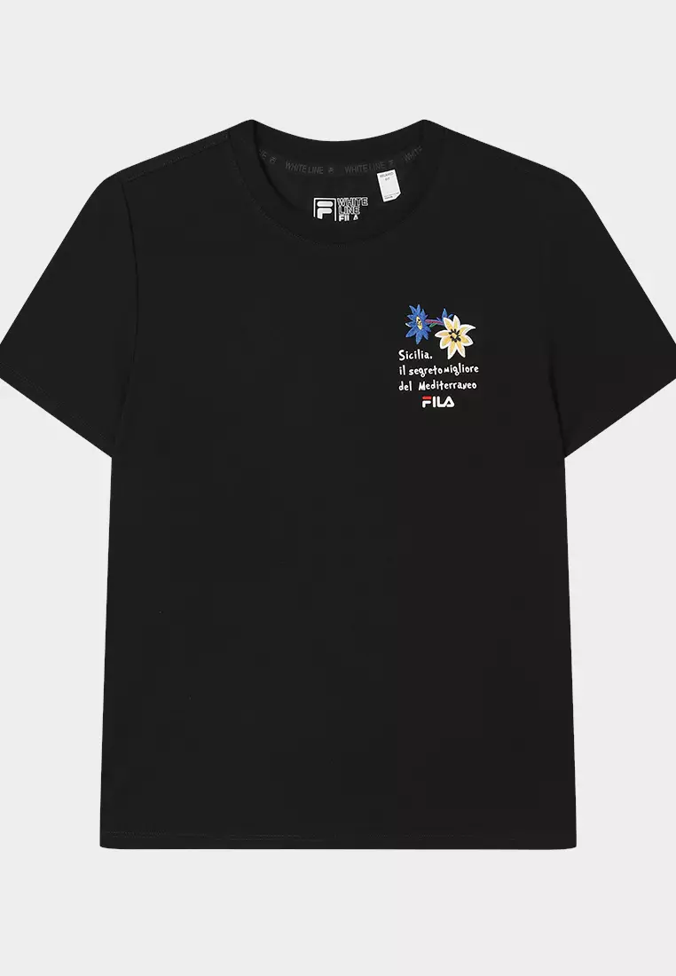 ■FILA■ Cool International Lettering Short Sleeve T-shirtFS New Mens Fila T Shirt Short Sleeve Crew Round Neck Printed