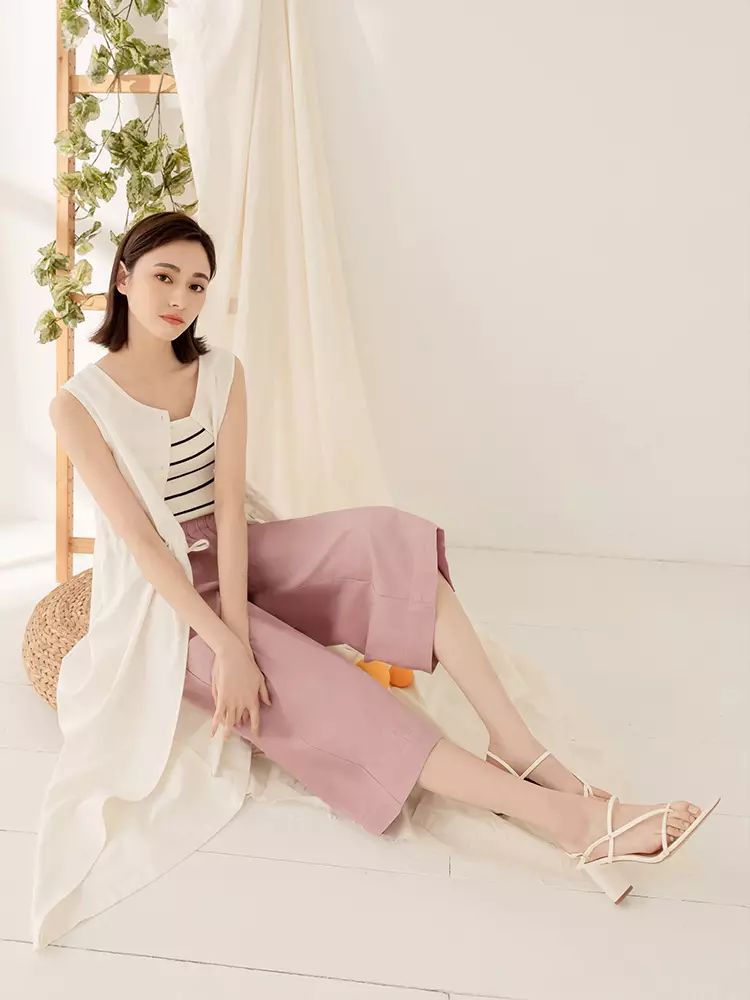 Cool and comfortable elastic waistband loose-fitting skirt pants [BA7494]