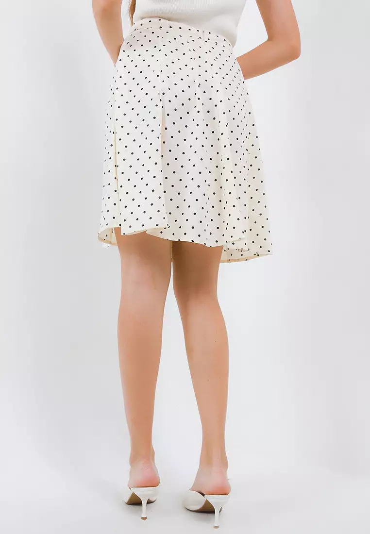 Polka Dot Full Circle Skirt In Ivory