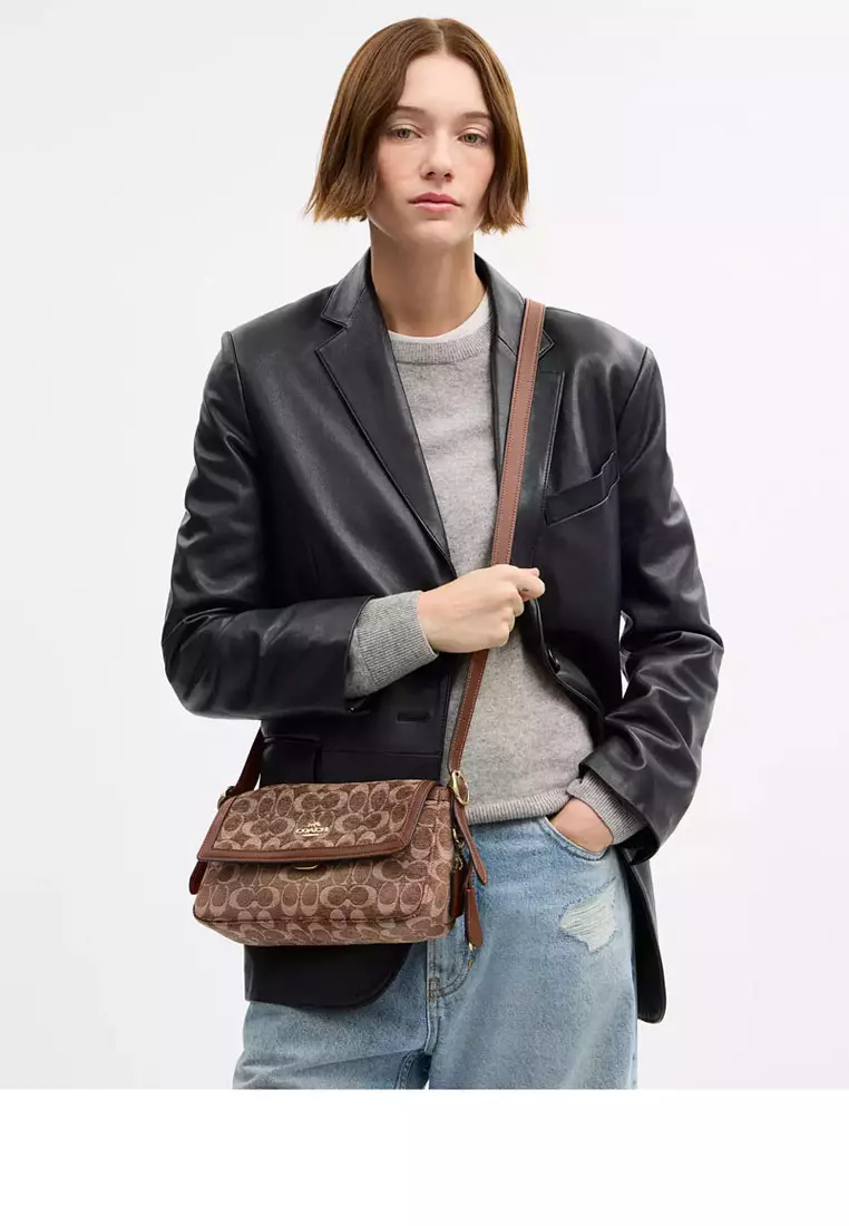 Etta Small Flap Shoulder Bag In Signature Chenille
