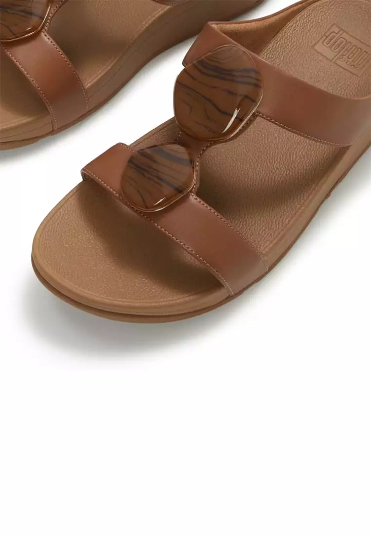 FitFlop FINO Marbled-Stone H-Bar Slides - Deep Tan (A2K-C15)