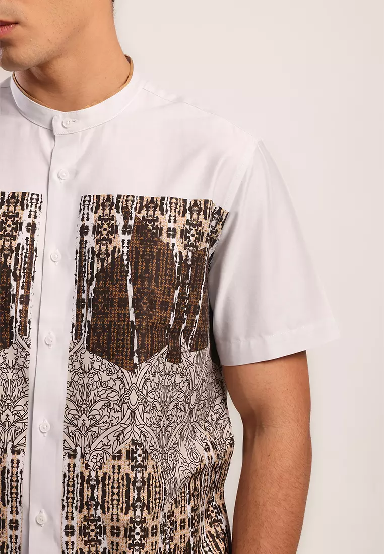 MOC Kemeja Shanghai Lengan Pendek Pria Oman - White