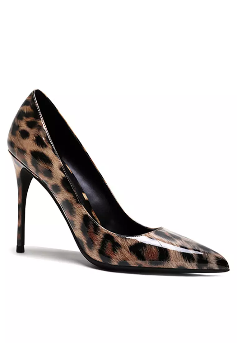 10CM Leopard Patent Pointed High Heel Shoes HZL210