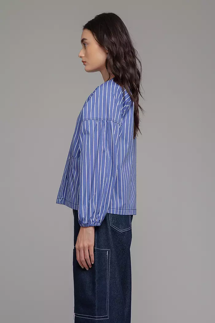 COTTONINK - Atasan Blouse Wanita Blue Striped Pippy #StudioSpringCollection