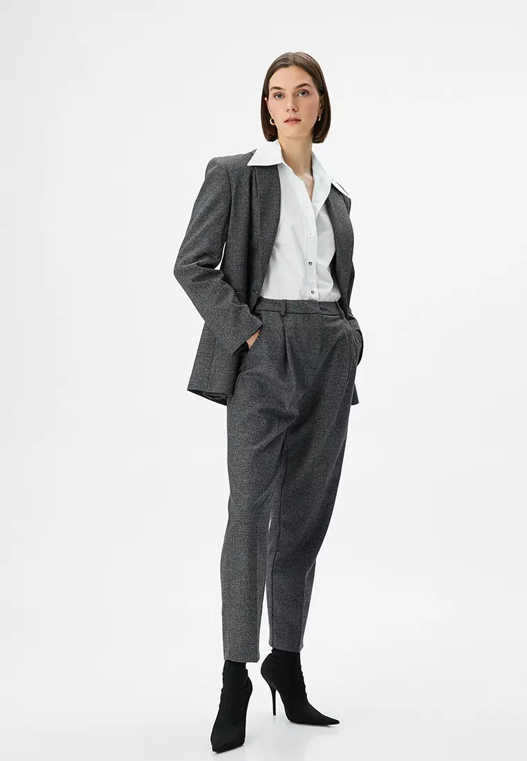 Carrot Trousers Normal Waist Ankle Length Pocket