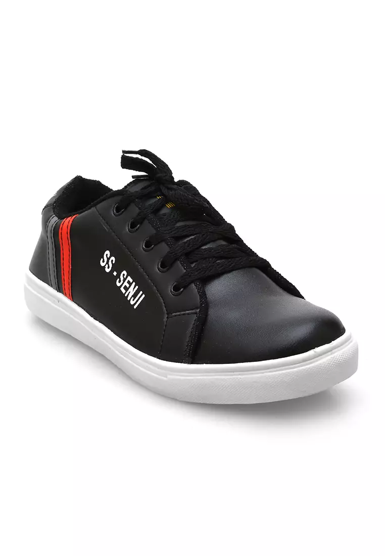 Anando Sepatu Sneakers Pria Casual Shoes Simple Design Material PU Leather ORIGINAL - Black