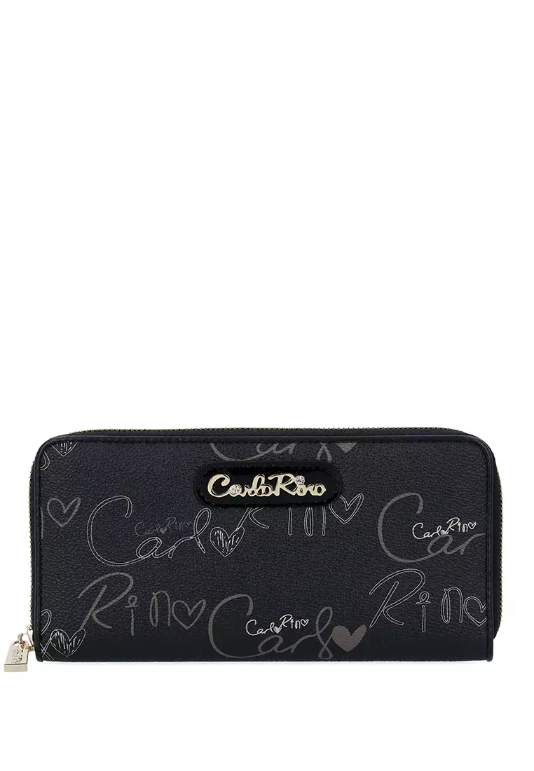 Buy Carlo Rino Black Calligraphy Monogram Zip-around Wallet 2026 Online ...