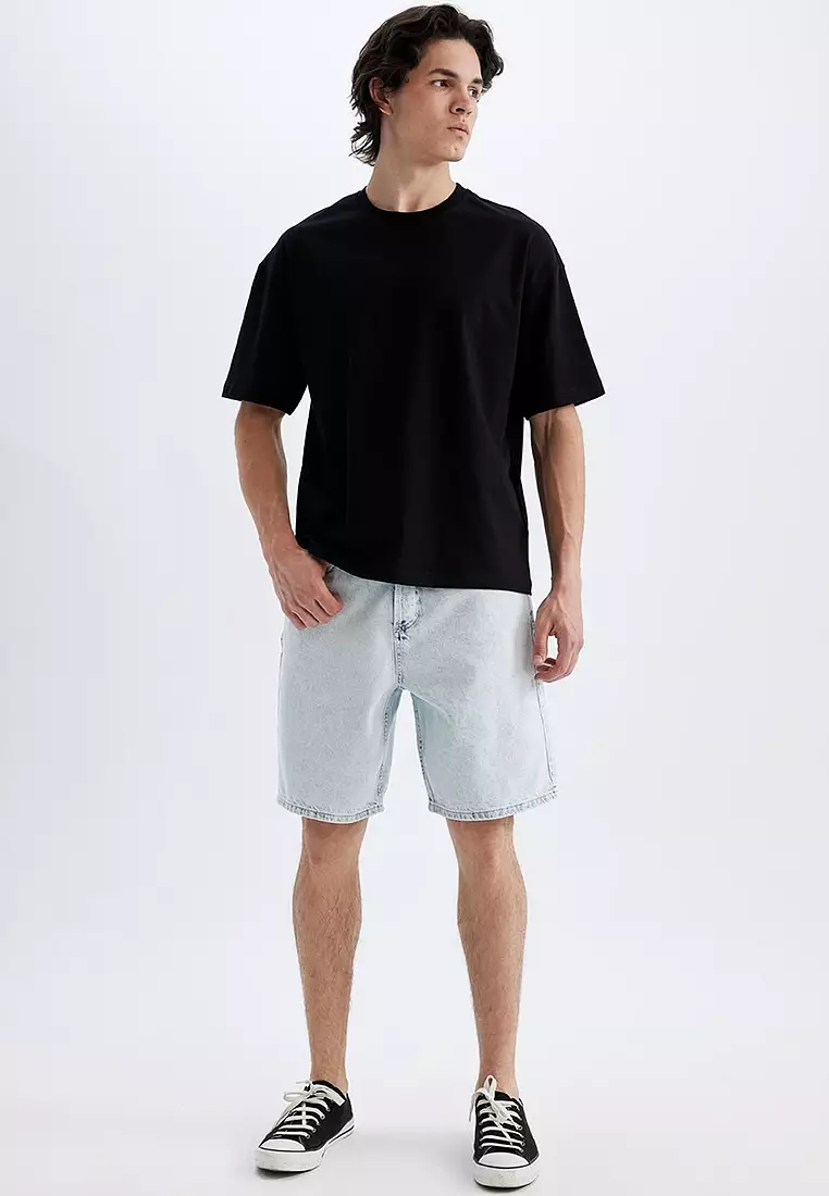 Straight Fit Jean Bermuda Shorts